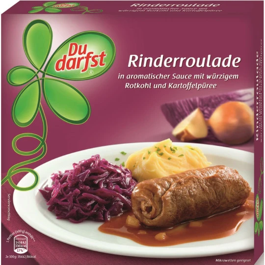 Darfst Rinderroulade In Aromatischer Sauce Mit Würzigem Rotkohl Und Kartoffelpüree 400G